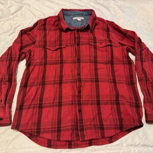 Outerknown Blanket Shirt - Dusty red Cusco plaid - mens XXL